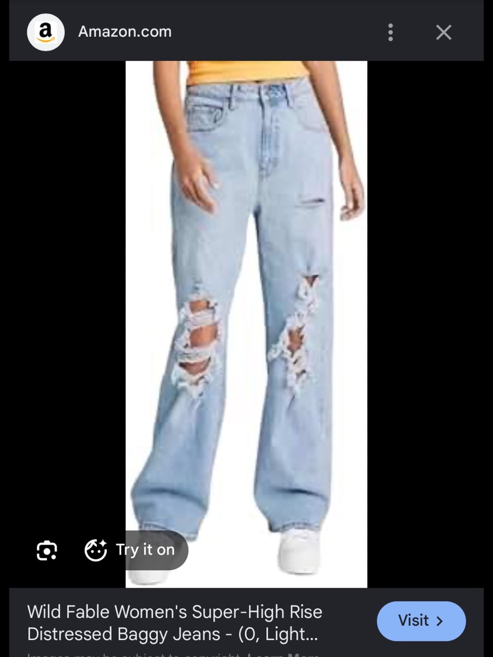 Wild Fable Light Blue Distressed Wide-Leg Jeans